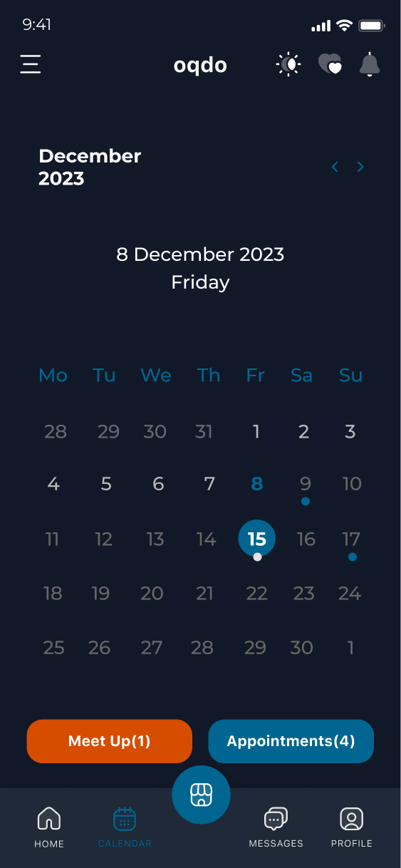 Dark mode screen